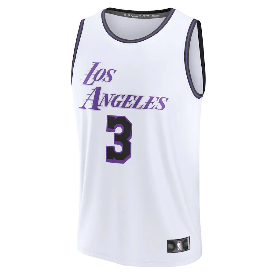 Men Los Angeles Lakers #3 Anthony Davis Fanatics Branded White City Edition 2022-23 Fastbreak NBA Jersey->youth nba jersey->Youth Jersey